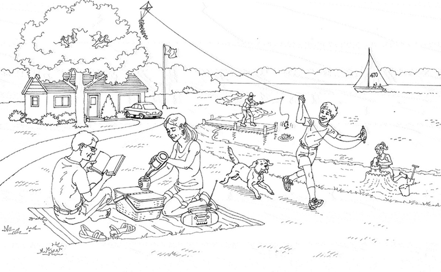 picnic scene drawing